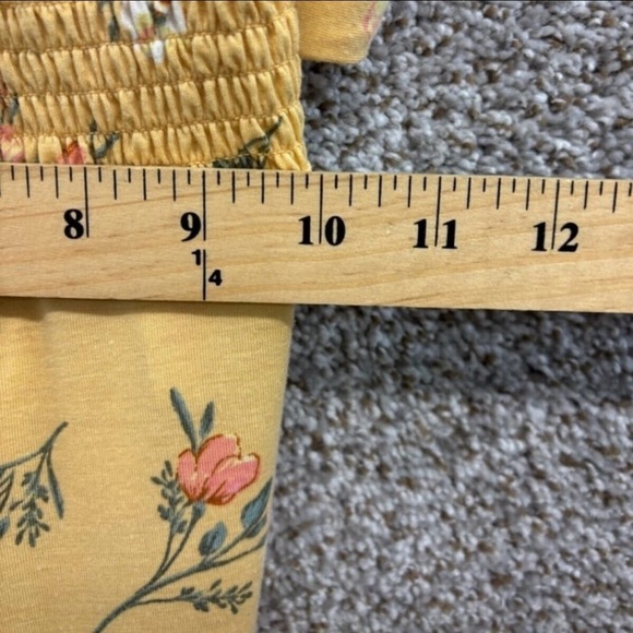 Floral yellow wide leg Strapless Jumpsuit with tie back bow - Picture 8 of 14